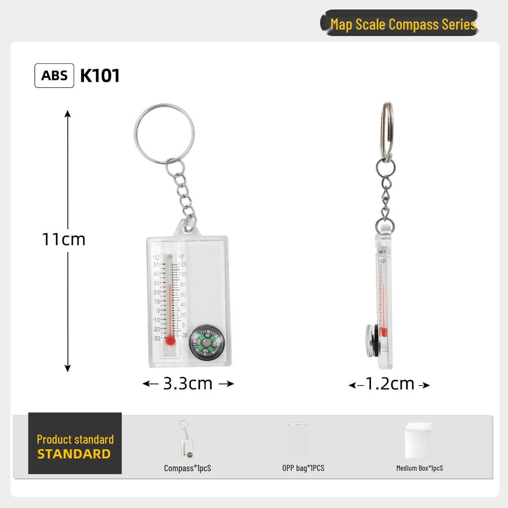 K101 Mini Schlüsselanhänger Kompass & Thermometer Karabiner für den Außenbereich