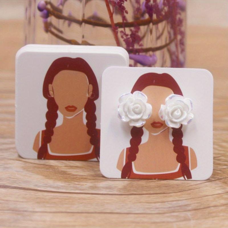 100pcs 4 X4cm New Luxury Brand Jewelry Pearl Powder Paper Display Earring Cards, Earrings, Earring Packaging Label Cards