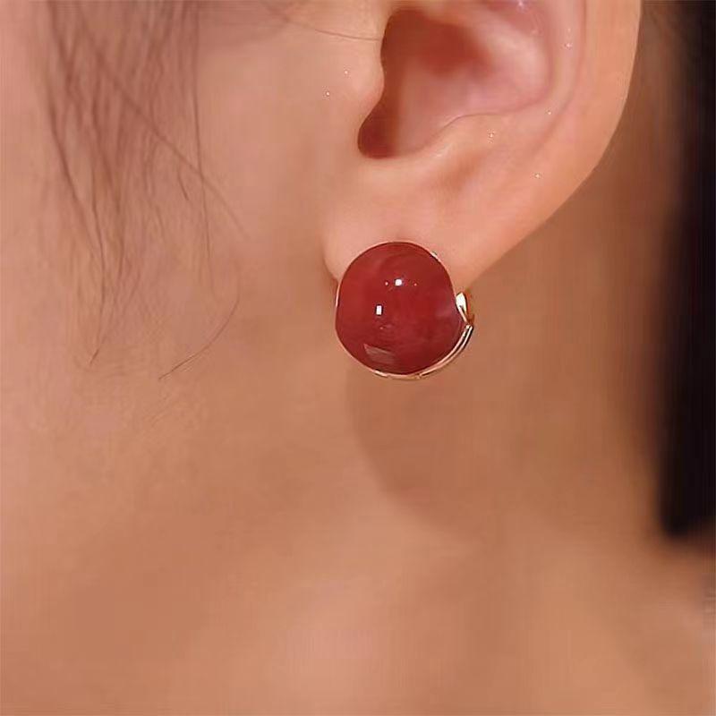 New Type Of Drop-oil Acacia Bean Ball Ear Button Earrings
