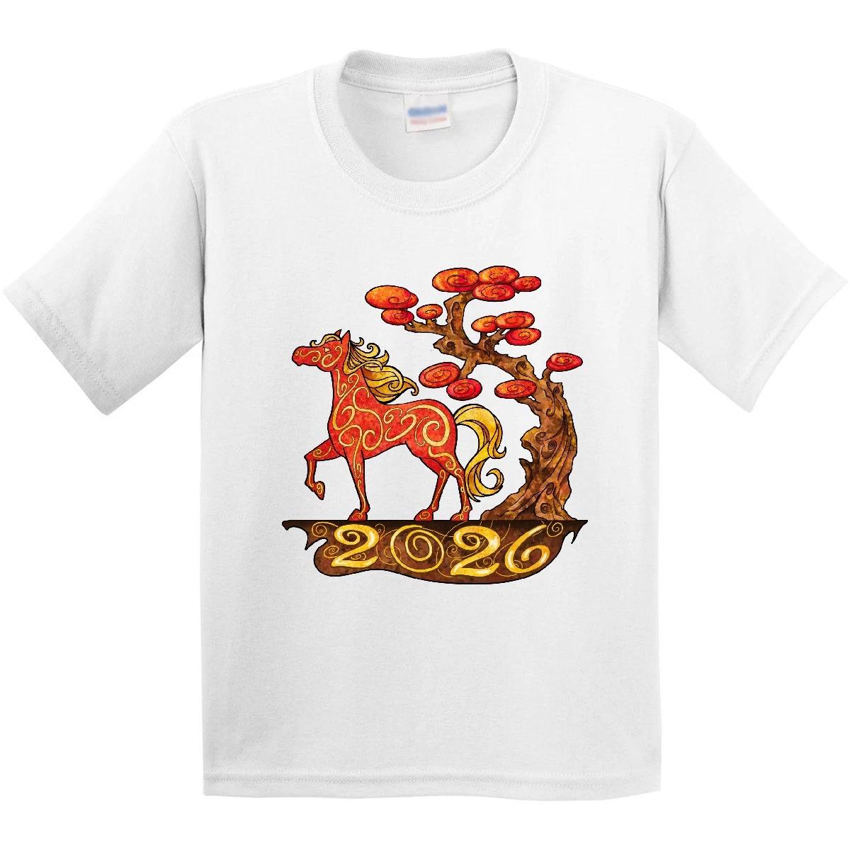 

Inktastic 2026 Year Of The Horse- Happy New Year s Youth T-Shirt Lunar Chinese 140