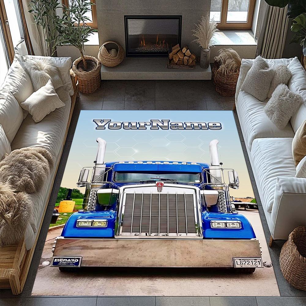 Kw Heavy Trucks Customizable Name Area Rug Suitable for Foyer Outdoor Decorate room Study room Anti-slip Rug Office home decor