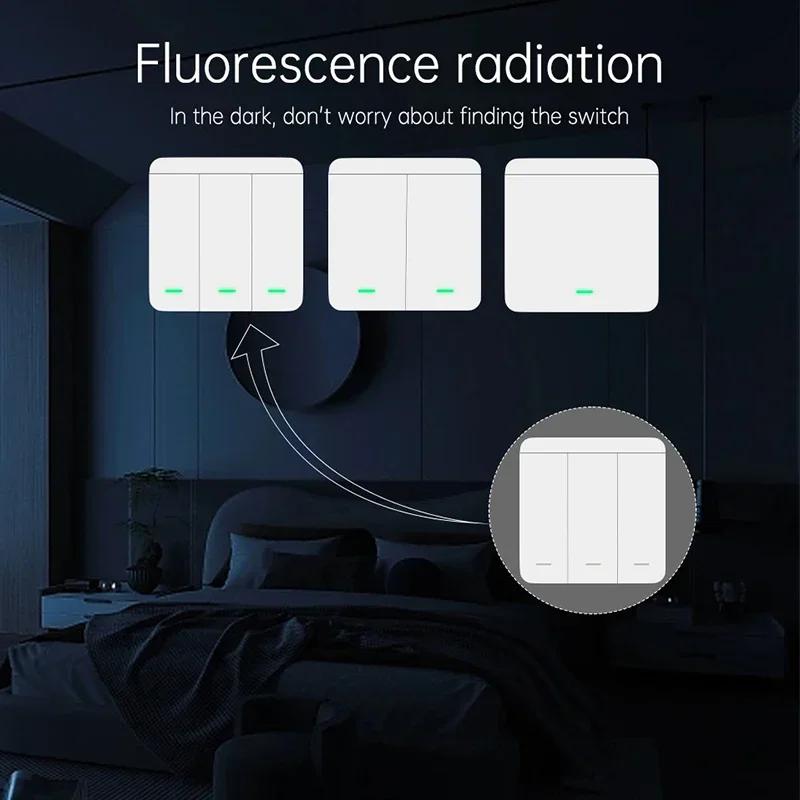 433MHz RF Wireless Relay Switch Receiver Smart Home 1/2/3 Gang Remote Control Wall Panel Module with 2-Way Control Function
