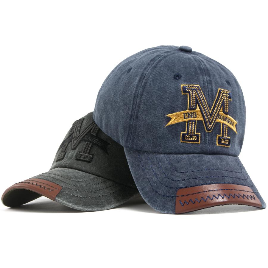 Großer M-Buchstabe 3D-Stickerei Baseballkappe Herren Vintage Weiches Oberteil PU-Lederbesatz Schirm Damenmütze Outdoor Freizeit Sonnenschutz Snapback