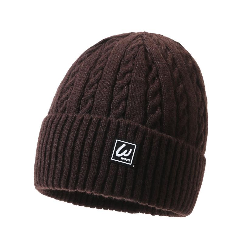 Winter Wool Hat Autumn Winter Warm Knitted Hat Male Velvet Thick Cotton Hat Ear Protection Cap Sleeve Cap Skullies Beanies Ski Slouchy Cap