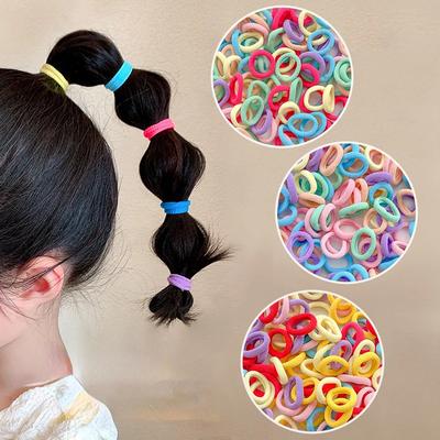 100PCS/Set Women Girls Basic Hair Bands Simple Solid Colors Elastic Headband Hair Ropes Ties Hair Accessories Ponytail Holder