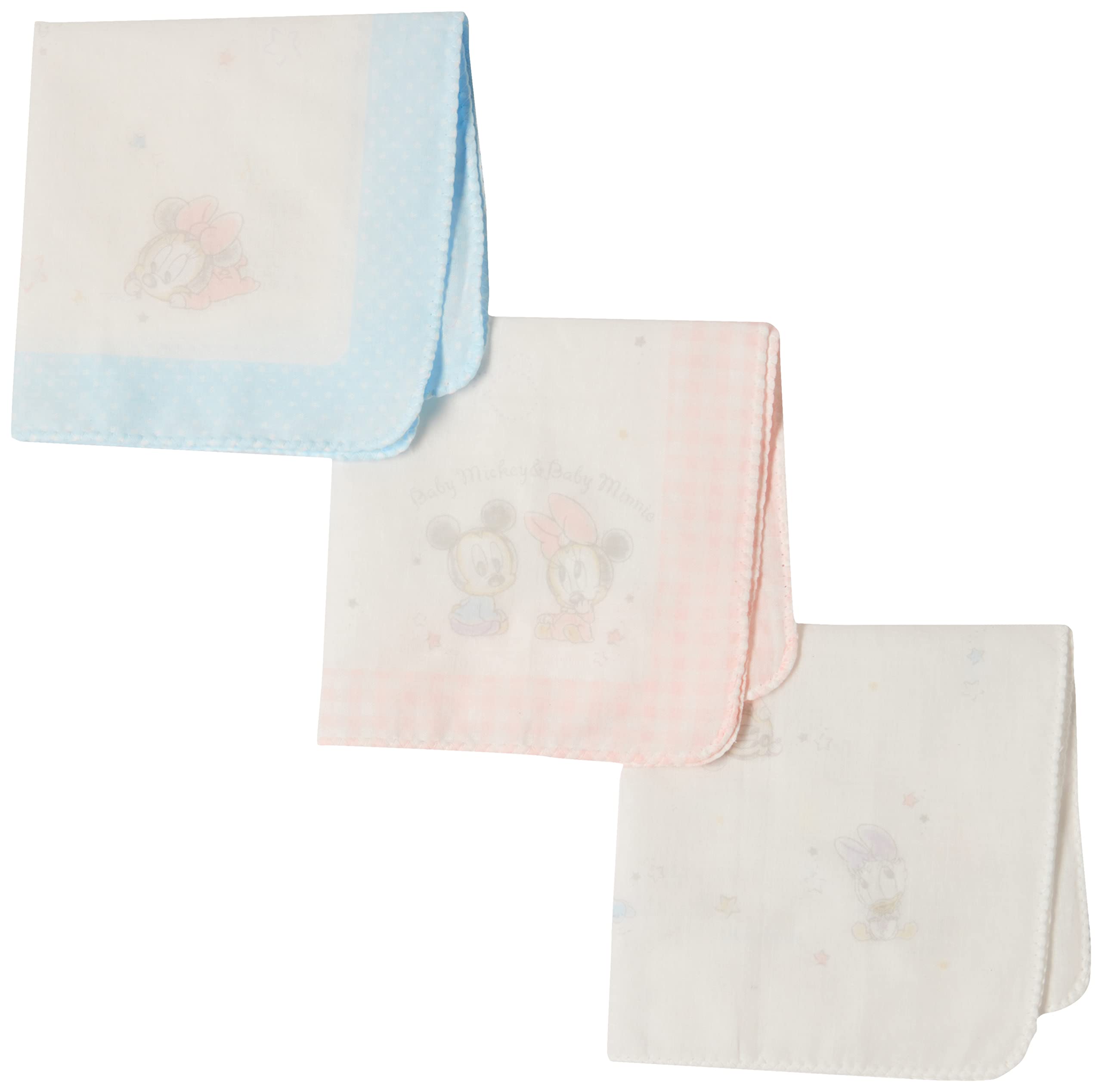 

Disney Mickey Minnie Mouse Pooh Gauze Made in Size Free Size & Handkerchiefs, 3-Piece Set, Japan, Baby, Newborn, 215100601,