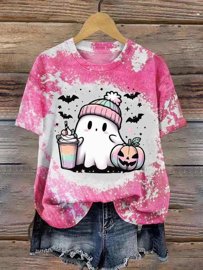 Foreign trade women's clothing new watercolor painting flower printing 3D digital printing Halloween ghost printing