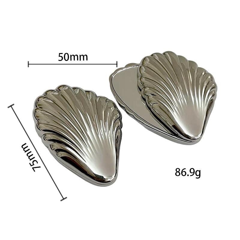 Seashell Shape Double Sided Compact Mirror, Twist Handheld Portable Makeup Mirror for Purse, Mini Beauty Tool