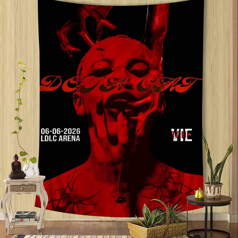 Doja Singer CCat Printed Large Wall Tapestry Art Science Fiction Room Home Decor Decor Blanket 74x94cm(29x37in)