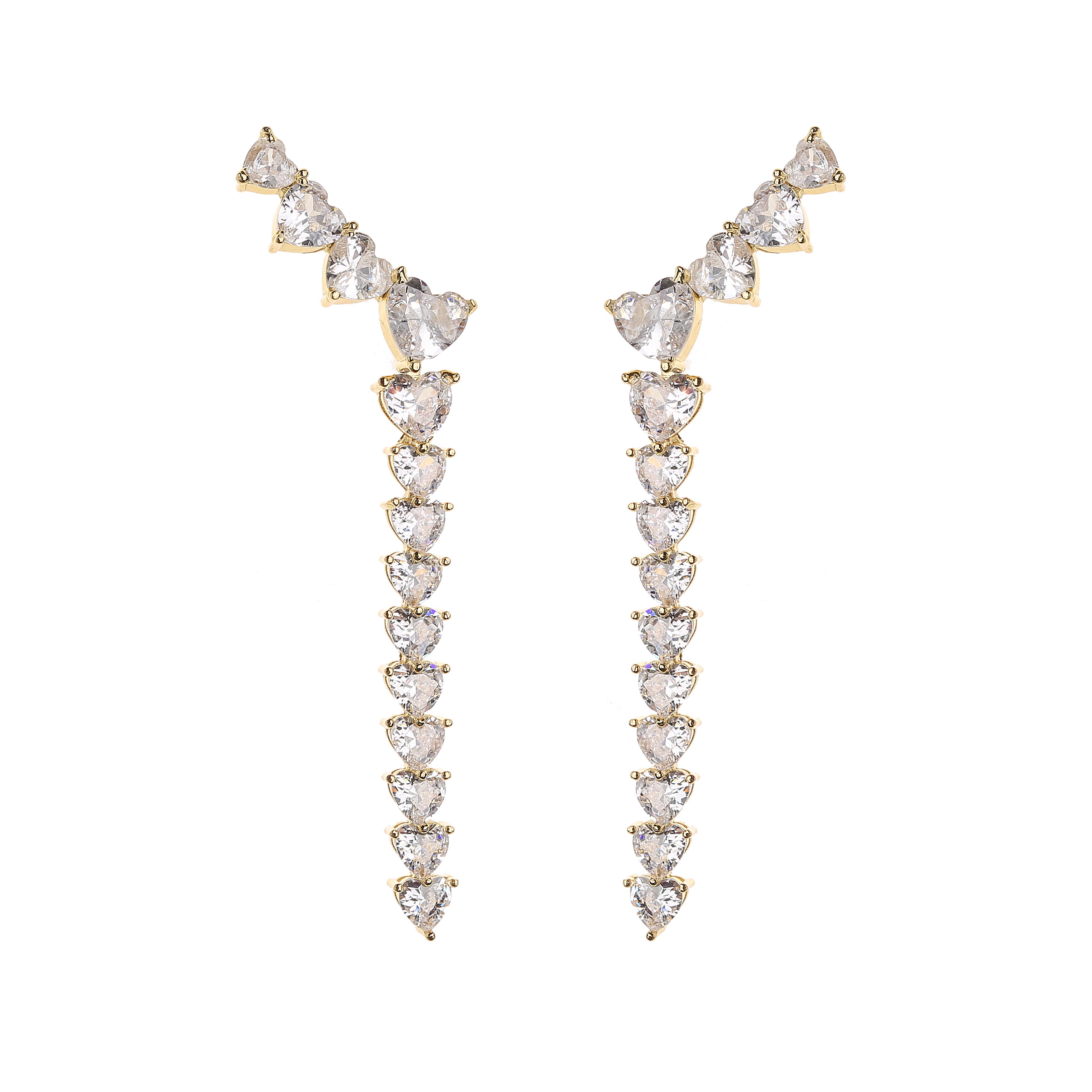 HECHENG, Ear Needle Wrap Crawler Hook Earrings for Women Surround Auricle Diagonal Stud Copper Inlaid Zircon Piercing Earrings