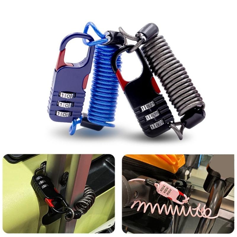 3-Digit Combination Lock Waterproof Padlock Outdoor Mini Wire Rope Combination Lock for Backpacks Trolley Cases Fence