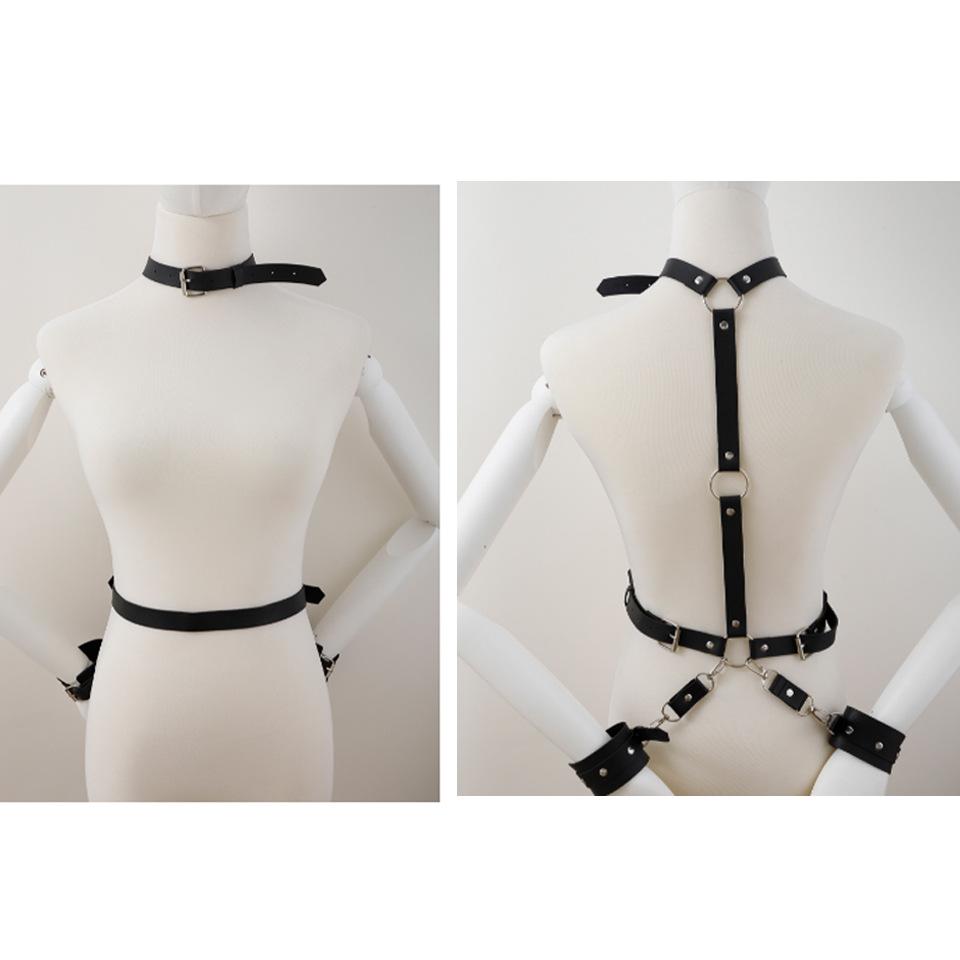 Fetish Toy PU Leather Sexy Lingerie Handcuff Harness SM Slave Role Play Neck Collar Leash Adult Couple Sex Toy Set 18+ Shop