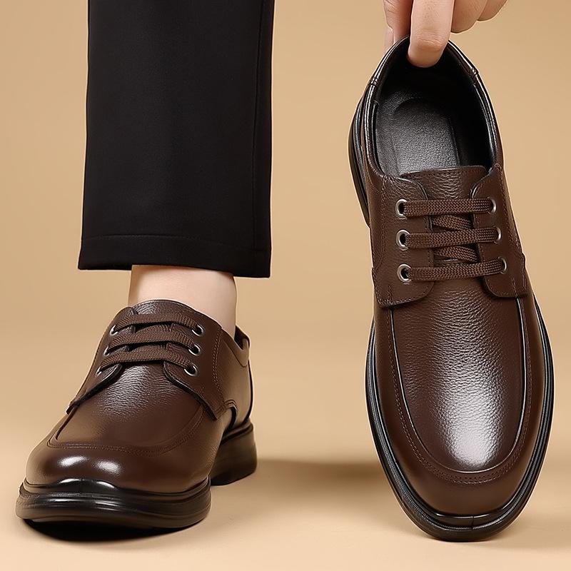 Herren Business Casual Lederschuhe 2025 Herbst Winter Neu Atmungsaktive Schnürschuhe Mann Weiche Sohle Einfarbig Designer Loafer Herren