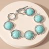 Bracciale in Argento Antico Galvanizzato Stile Vintage Bracciale con Pietre Color Caramella Perle Gioielli alla Moda da Donna