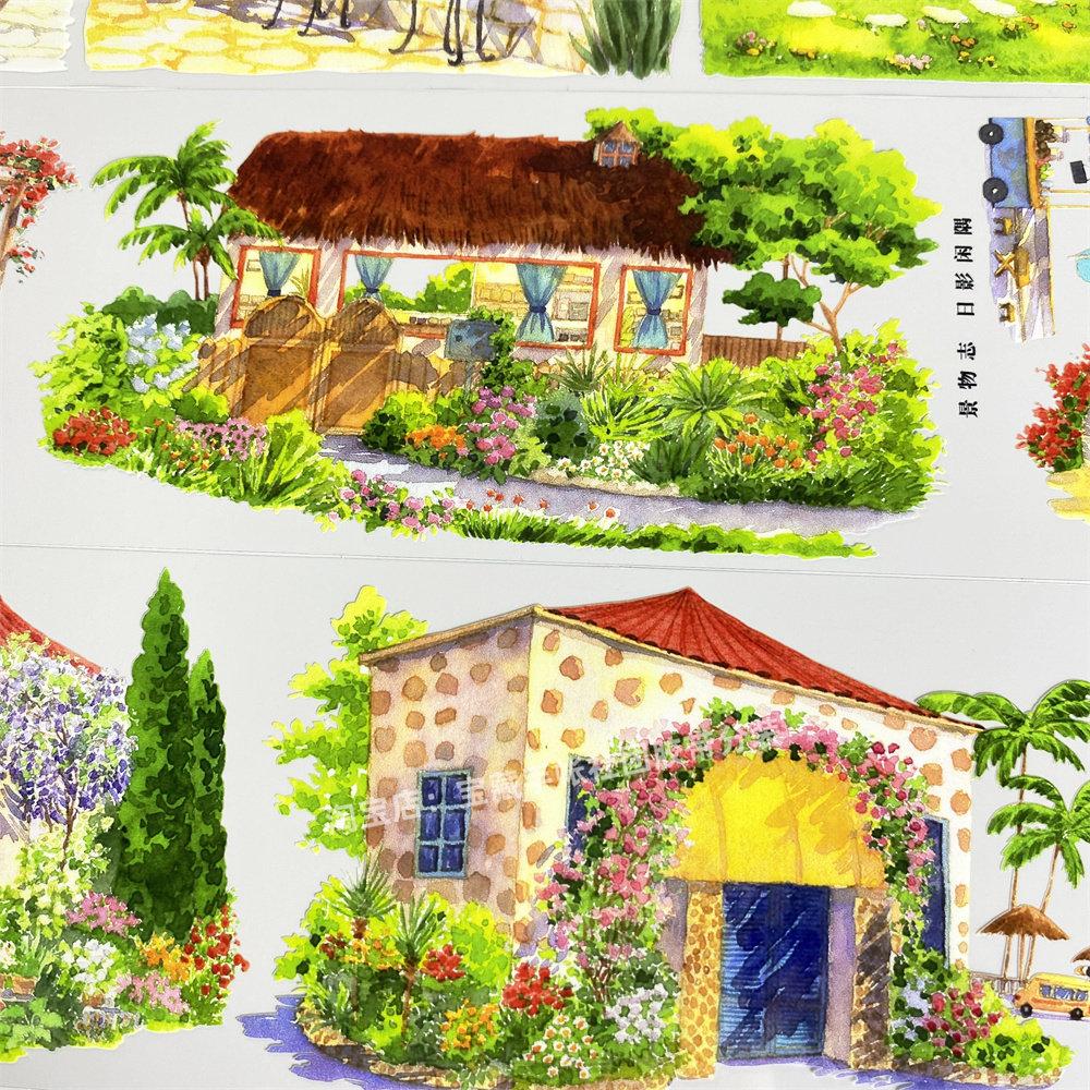 

Washi Pet Tape A698 Japanese Shadow Leisure Scenery Shop Antique Scrapbook Collage Diy Cards Sticker Diy Card
