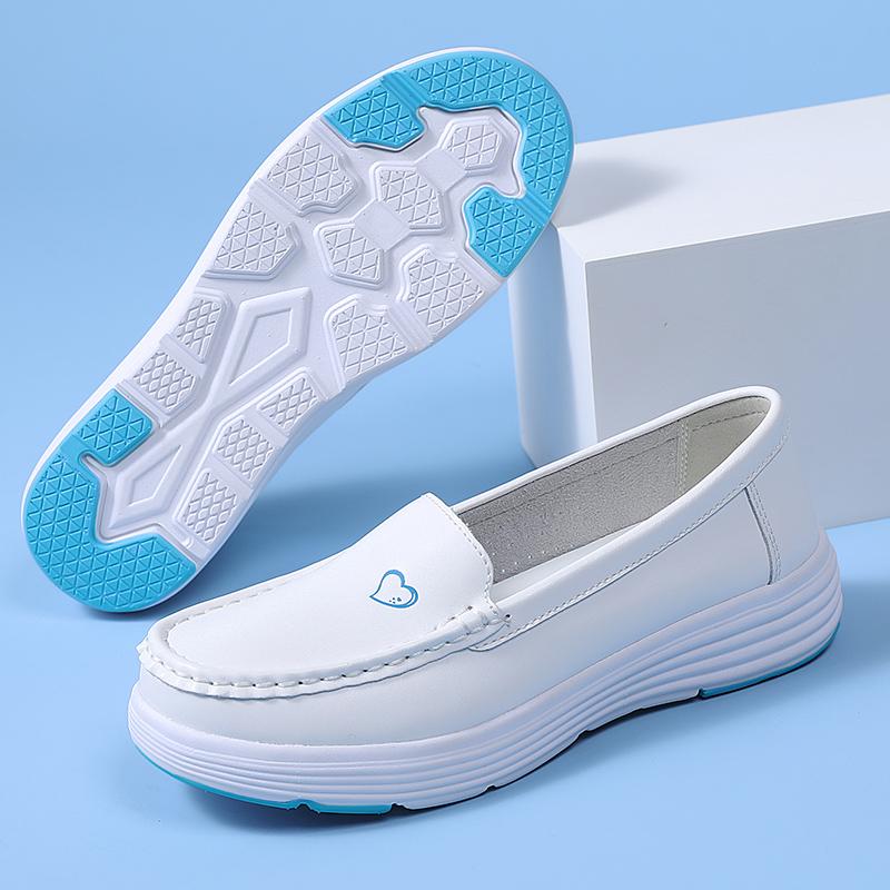 Women’s Moccasins Black Loafers Leather Driving White Casual Slip On Walking Shoes Nurse Shoes
