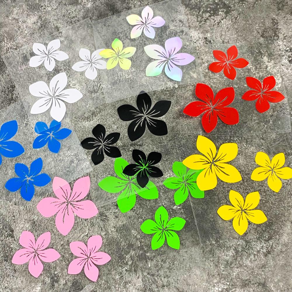3pcs Various Colors Pretty Flower Car Stickers for Auto Rear Window Bumper Body Helmet Cover Scratches Waterproof Blossom Decals