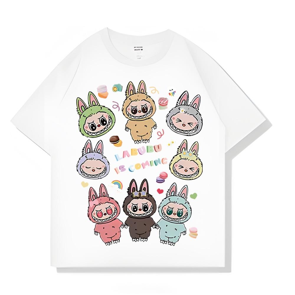 Labubu Cartoon Pattern Women T-shirt 3D Print Casual Fashion Plus Size Short Sleeve Clothes Tops Tees
