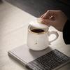 Chinese Suede Jade White Porcelain Tea Cup Mug with Lid and Strainer Ceramic Teacup Tea Water Separation Cup Travel Teaware