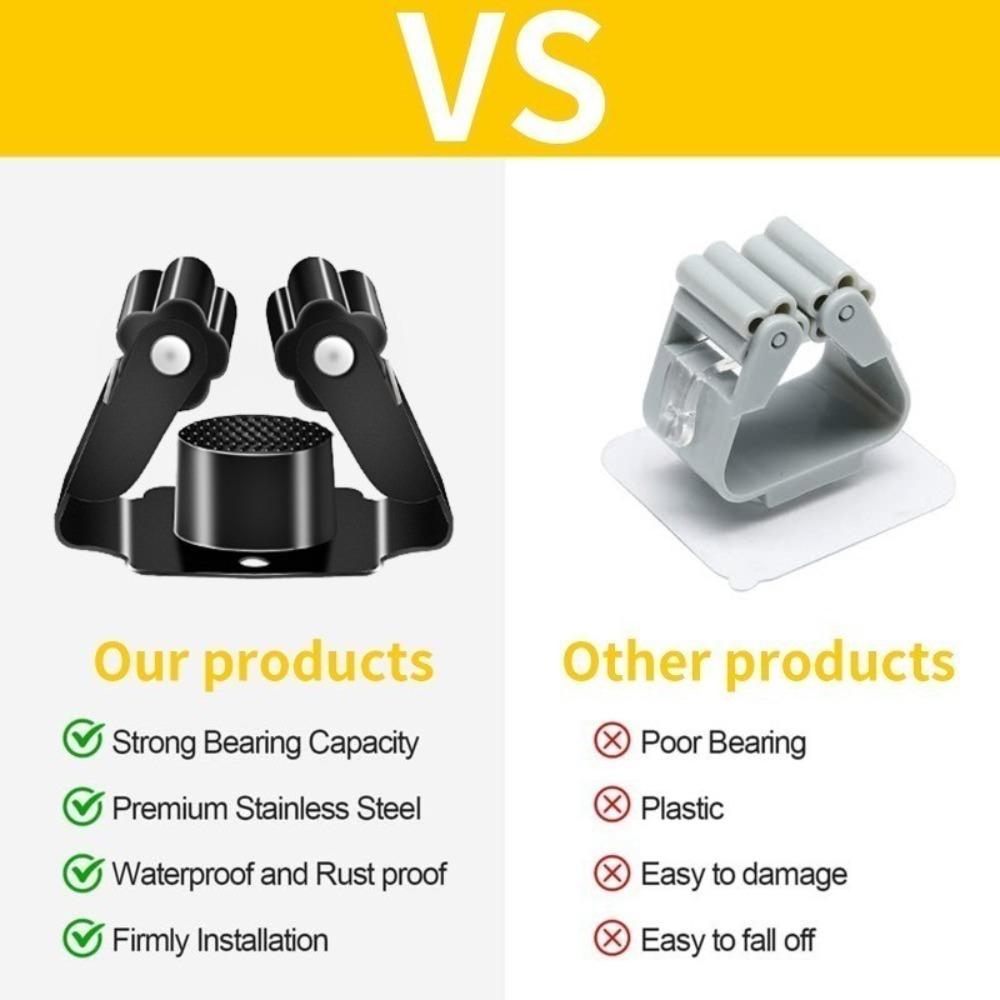 Waterproof Wall Mounted Hooks 304 Stainless Steel Mop Storage Rack Broom Hanger Bathroom