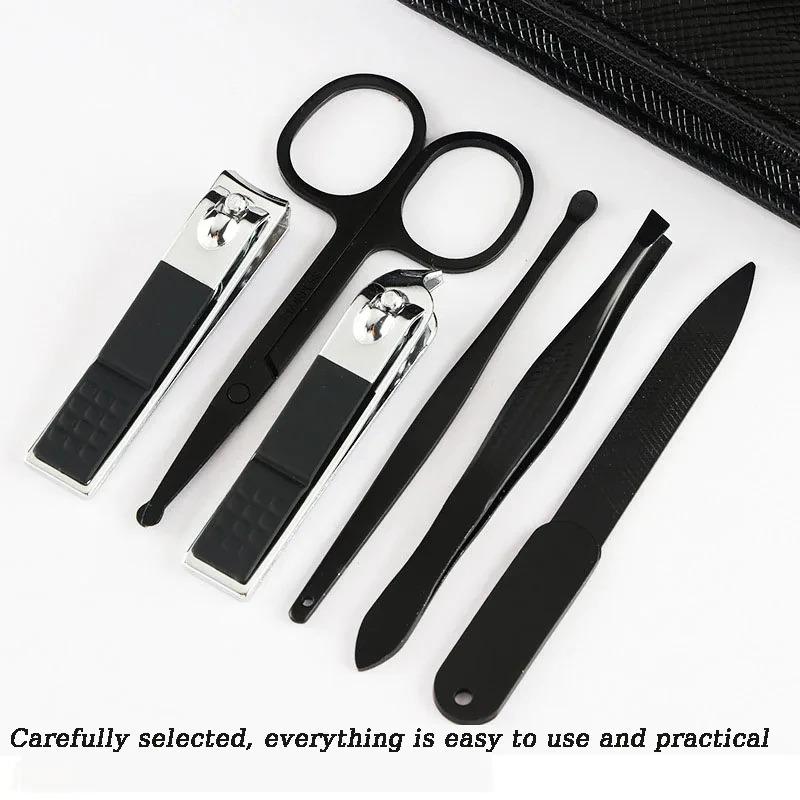 6 PCS Professional Nail Clipper Set - Premium Stainless Steel Manicure Tools for Precise Trimming, Portable Case for Home/Travel