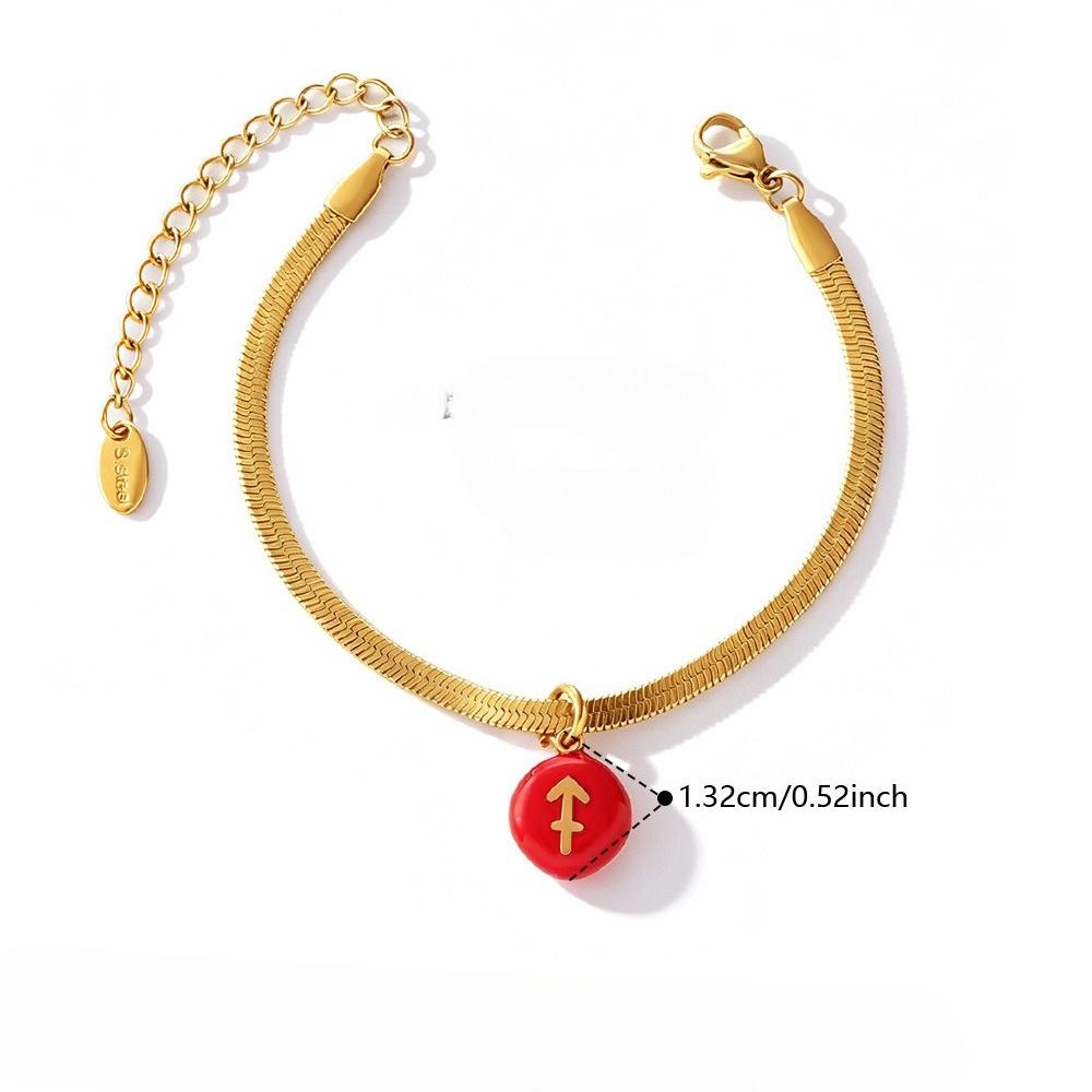 European and American Minimalist Smooth Flat Snake Bone Chain Round Plaque Accessory, Niche Versatile Bracelet