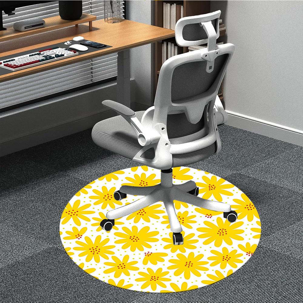 1pc Flower Pattern Office Round Area Rug,  Mat Suitable For Office, Under Office Chairs Bedroom Living Room Home Decor, Room Deco