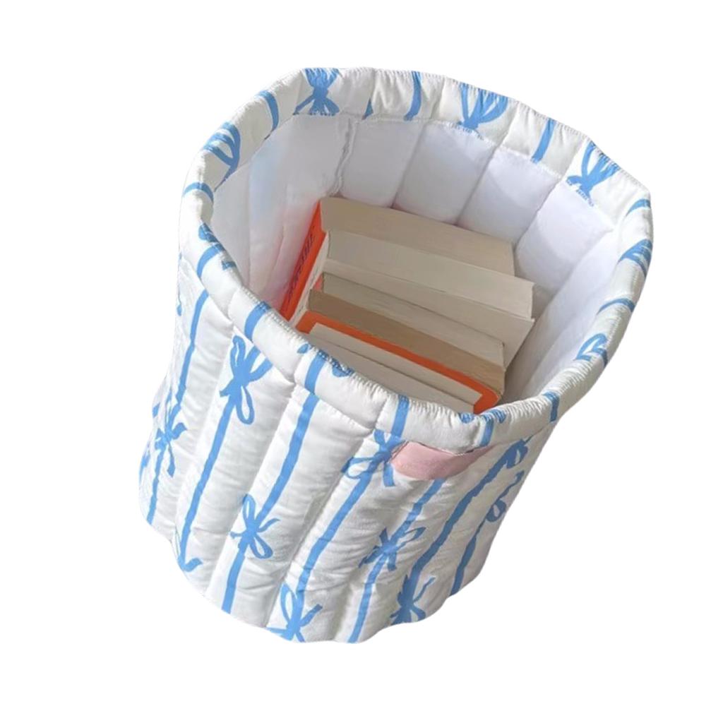 Panier de Rangement Rond Matelassé Pratique avec Élégants Motifs de Nœuds Papillon Pratique pour l'Organisation de la Chambre ou de la Salle de Bain