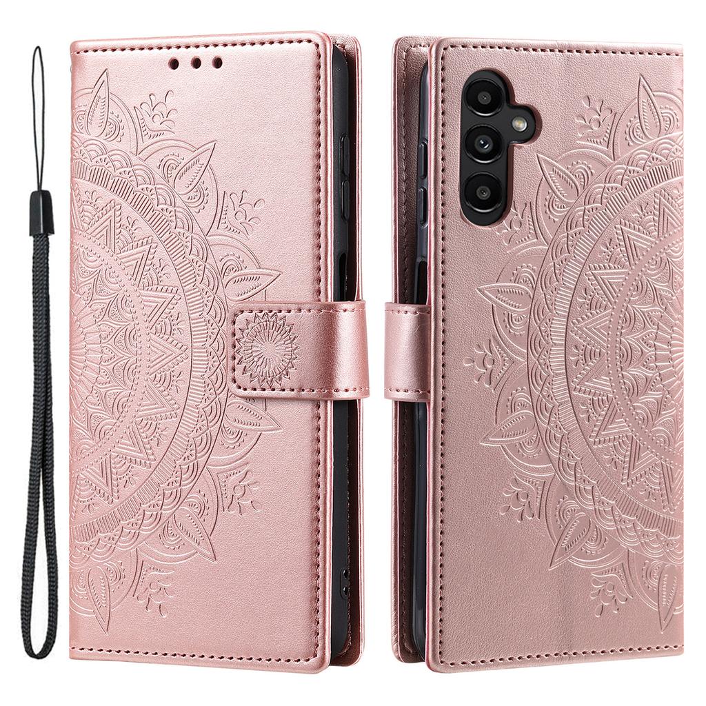For Samsung Galaxy A37 5G Stand Case Imprinted Totem PU Leather Wallet Phone Cover with Wrist Strap