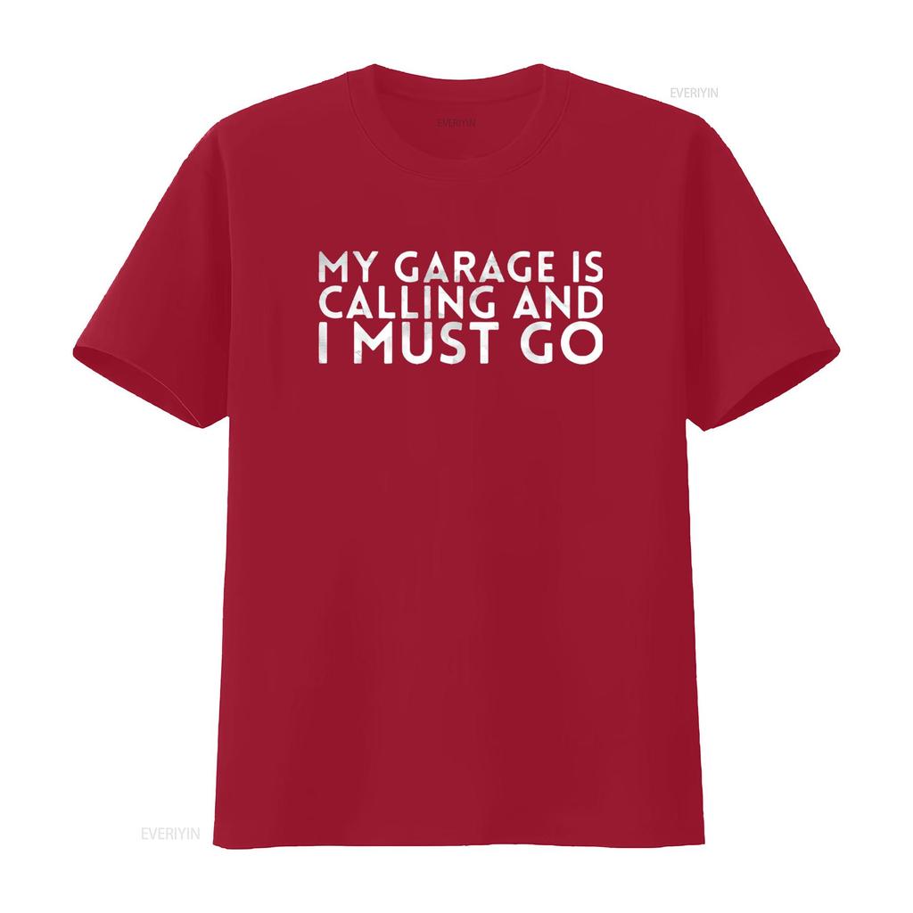 Mens My Garage Is Calling And I Must Go Design For Mechanics T Shirt Black Large Vintage Washed Unisex Fashion Homme Soft
