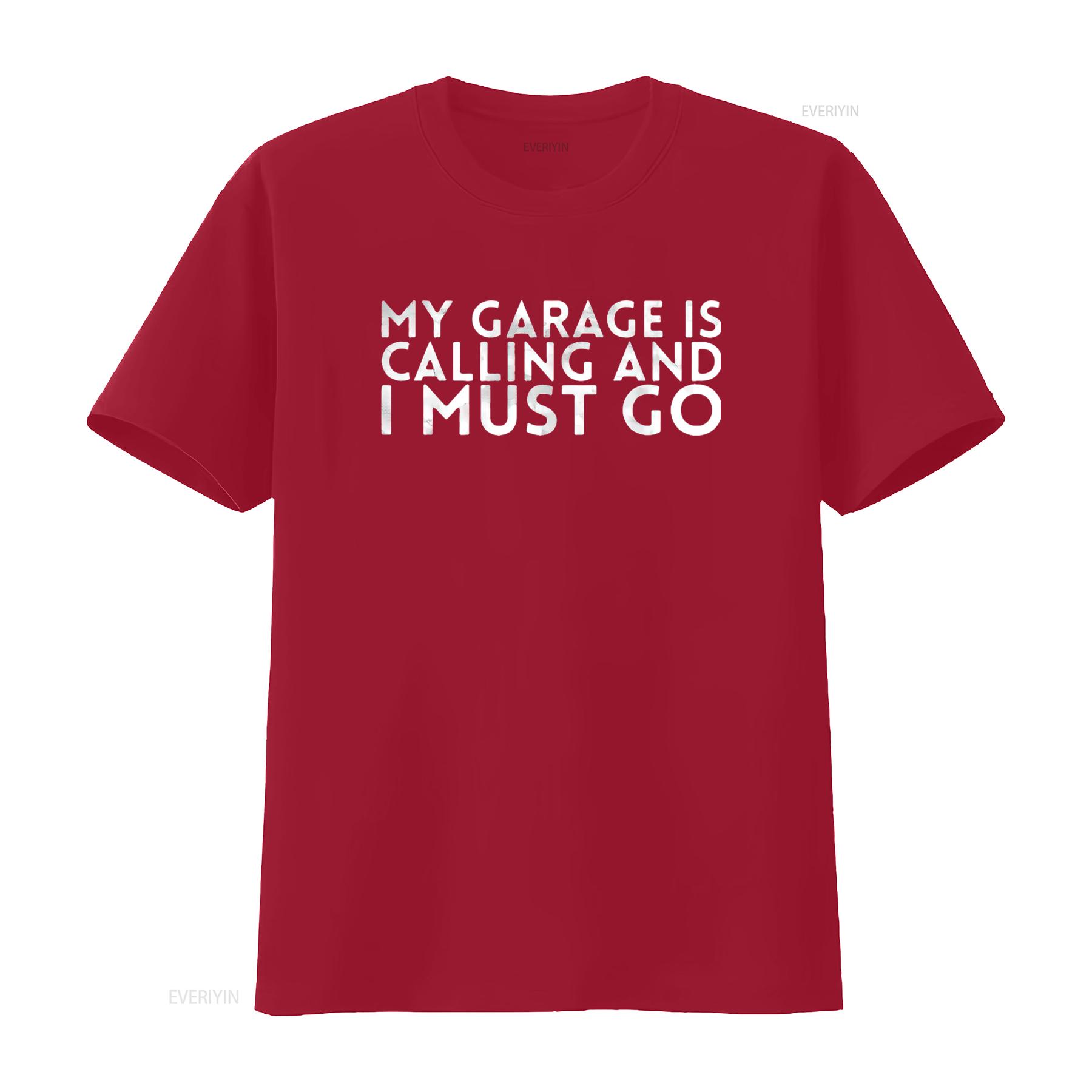

Mens My Garage Is Calling And I Must Go Design For Mechanics T Shirt Black Large vintage Washed Unisex fashion homme Soft S