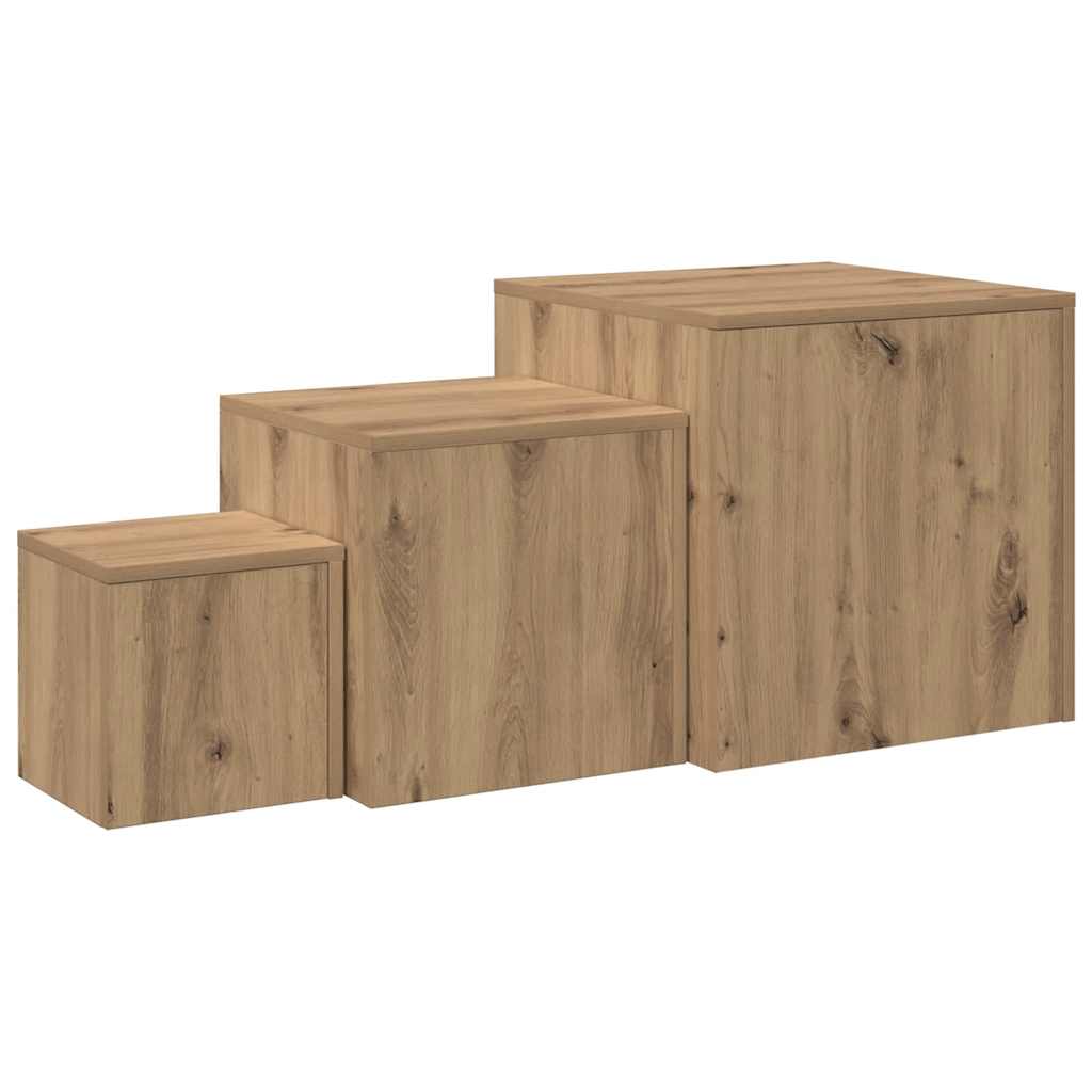 Vidaxl Side Tables, 3 Pcs, Artisan Oak, Wood-Based Material