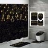 4PCS  Shower Curtain Sets With Shower Curtain And Rugs Toilet Lid Rug U Shape Mat And Bath Mat Bathroom Set  With 12 Hooks
