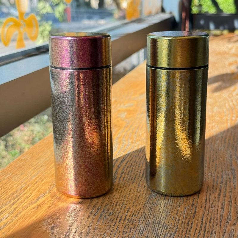 200ml Mini Titanium Thermal Water Bottle With Lid Portable Pocket Cup Double Wall Cold Hot Insulated Cups Drink Coffee Thermos