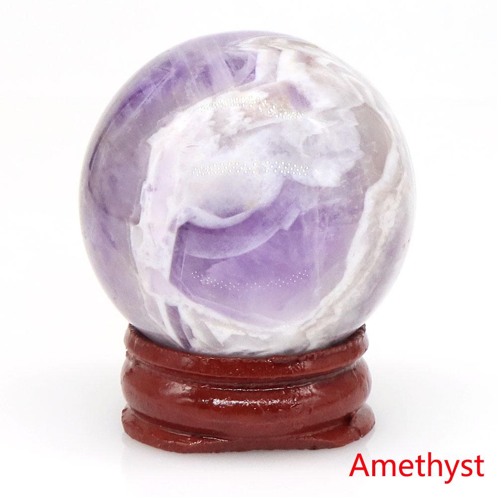 40mm Natursteine Amethyst Lapislazuli Reiki Heilkristalle Energie Chakra Massage Edelstein Kugel Heimdeko Handwerk Mit Ständer