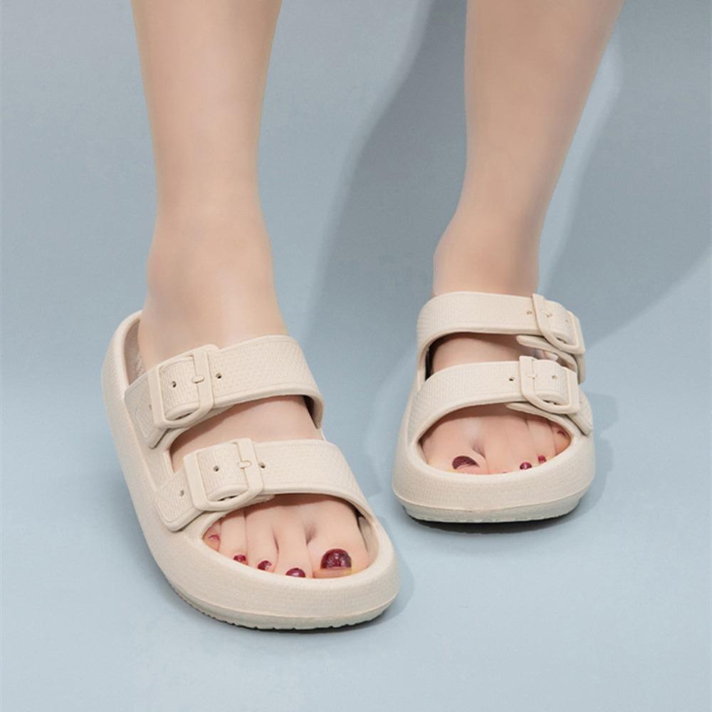 Herren und Damen Bequeme und Weiche Indoor- und Outdoor-Hausschuhe Verstellbare EVA-Flachsandalen mit Doppelschnalle