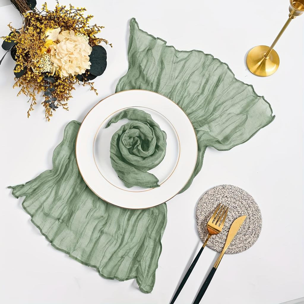 A Set of 6 Solid Color Crinkle Fabric Napkins - 20X20 Inch Rectangular Woven Tablecloth, Suitable for Christmas, Holidays, And Wedding Decorations.