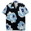 Camicia da Uomo Hawaiian Lily con Stampa Floreale Tropicale, Manica Corta, Bottoni