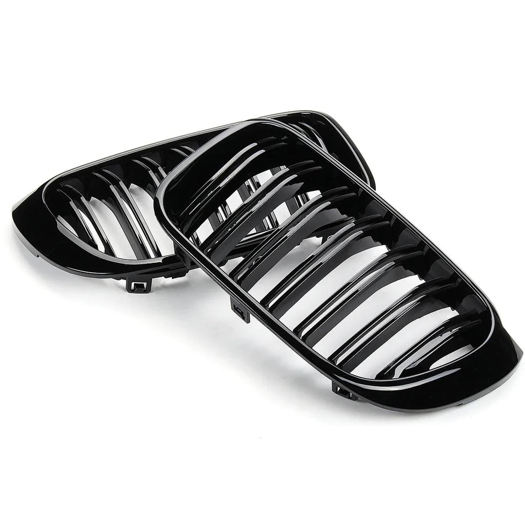 Glossy Black Front Bumper Kidney Grille Grill Hood Mesh Double Line For BMW X3 X4 F25 F26 2014-2017 Front Grille Racing Grills
