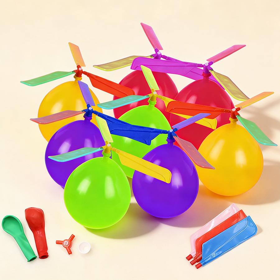 3/6Pcs DIY Flying Balloon Helicopter | Outdoor Flight Model with Spiral Propeller Creative Handmade Crafts & Party Favors