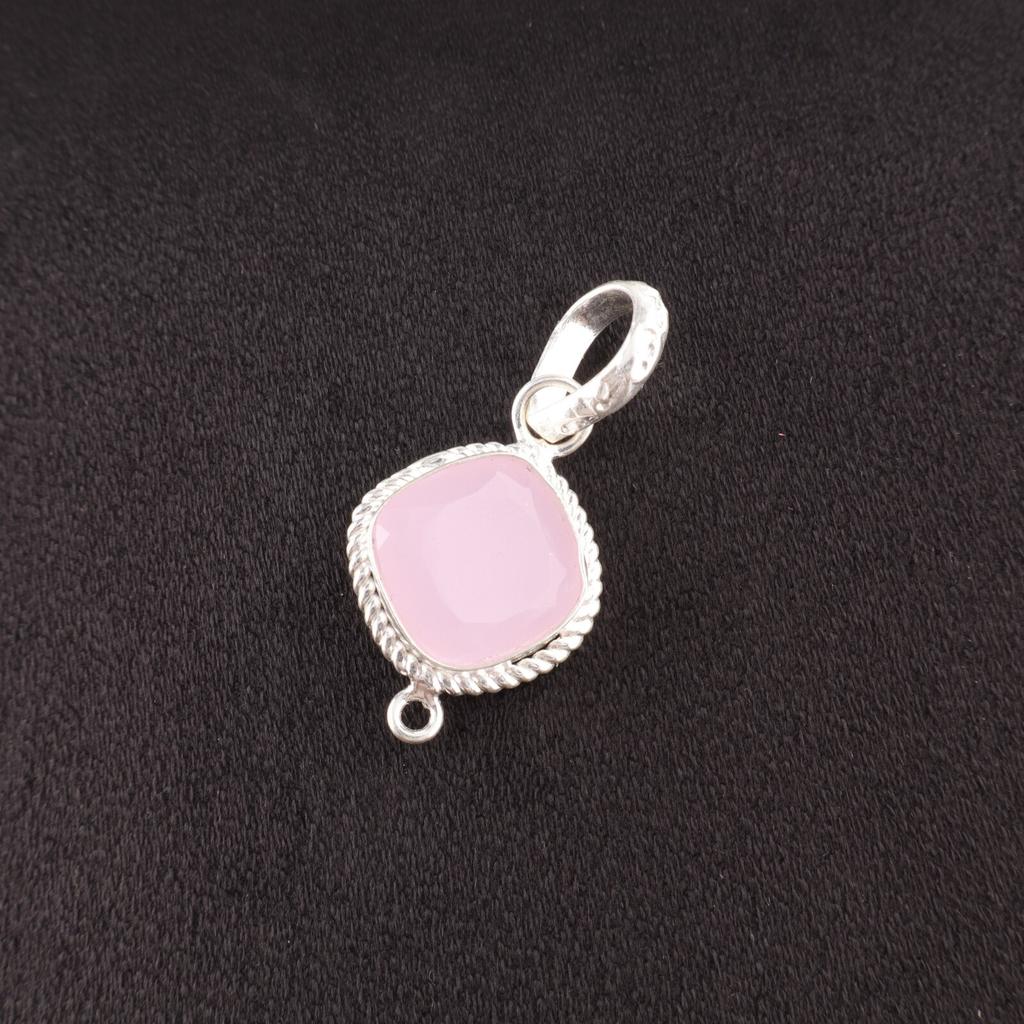 Cushion Rose Chalcedony Stone 925 Silver Birthday Gift Wedding Pendant Jewelry PP-11-15