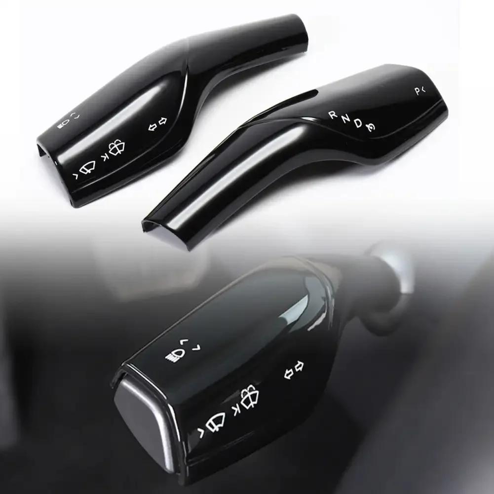 2PCS Car Gear Shift Cover Steering Lever Handle Protection Shifter Shell Shift Knob Cover Accessories For Tesla Model 3 Y