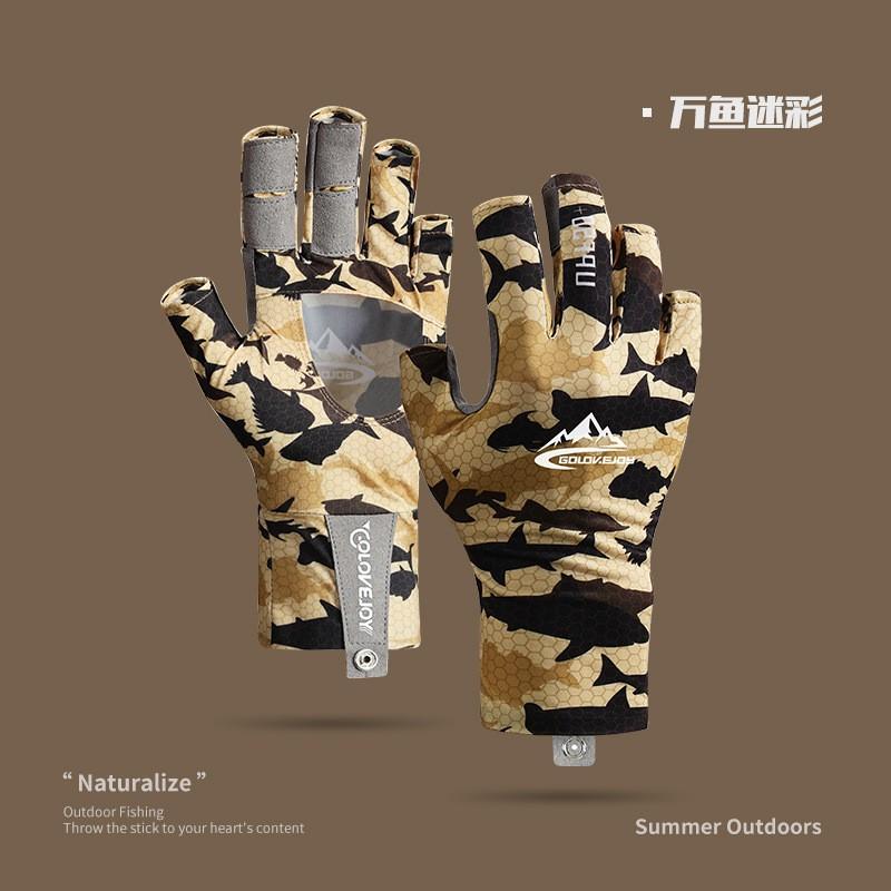 Mens Half-Finger Fishing Glove Ice Silk UV Protection Breathable Anti-Slip Wear-Resistant Cycling Outdoor