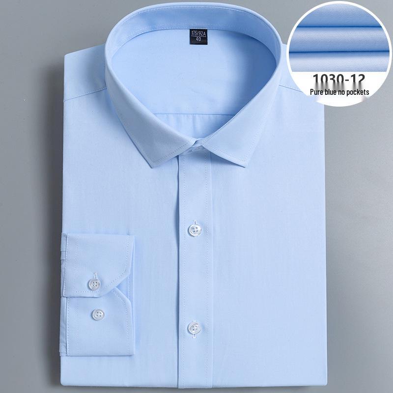 

2024 Spring Men s Solid Color Long Sleeve Shirt: Youthful Professional White Easy-Care for Interviews 38