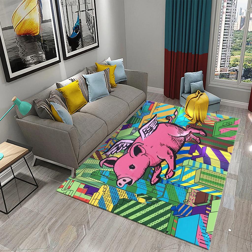 Cute Cartoon Pig Carpet Lovely Animal Floor Mat for Bathroom Decor Carpet Non-Slip for Living Room Kitchen Bedroom Doormat Mats