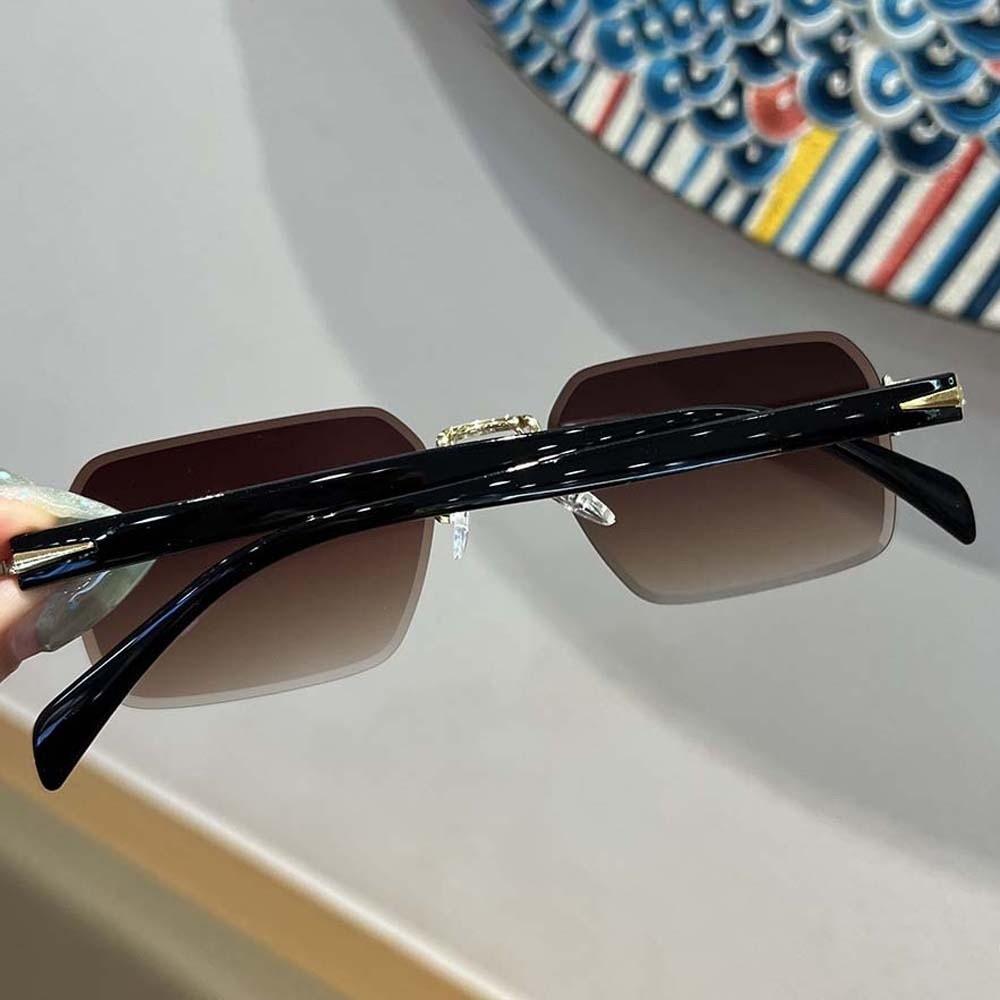 Retro Square Frame Sunglasses Eyewear Anti-UV Glasses Frameless Polarizing Lens Sunnies  Outdoor