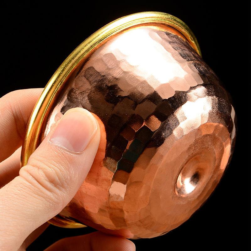 7Pcs Pure Red Copper Drinking Bowl, Tibetan Tribute Holy Water Cup, Buddhist Bowl, Home's Gift Decorative Hammer, Auspicious