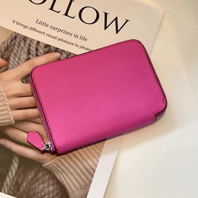 Nouveau petit sac à fermeture éclair en cuir de vachette première couche printemps 2026, portefeuille en cuir véritable, porte-monnaie en cuir souple, production et vente en gros par fabricant de Guangzhou