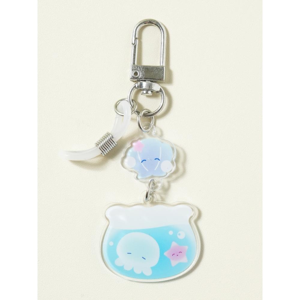 Daiso Summer Gloss Umbrella Key Ring JellyFish Fish Tank