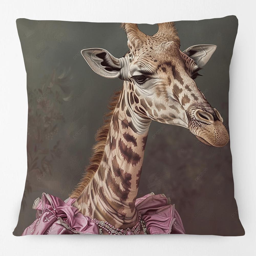 Fashion Animals Portraits Poster Zebra Tiger Leopard Lion Giraffe Fox Moose With Floral Cushion Cover Decorative Pillow Case